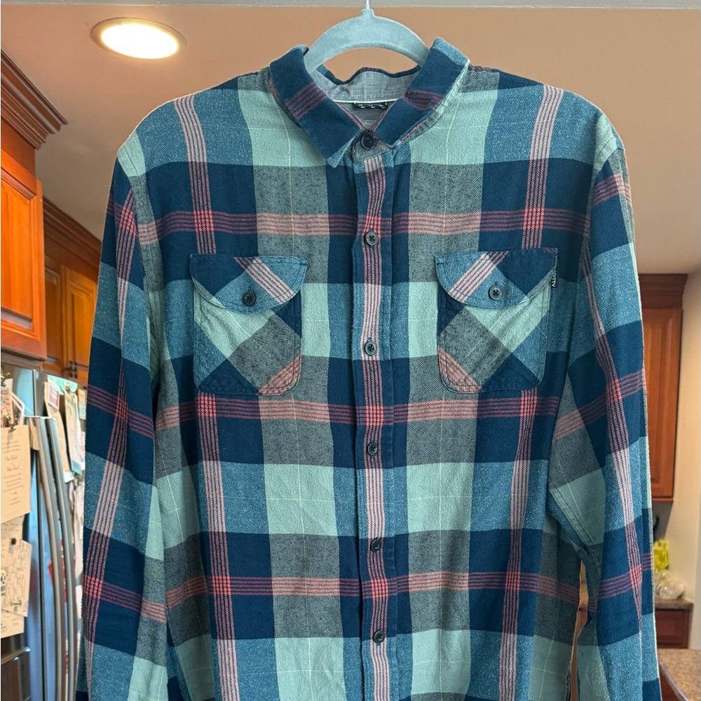 Jetty Men’s Blue and Red Plaid Flannel Shirt